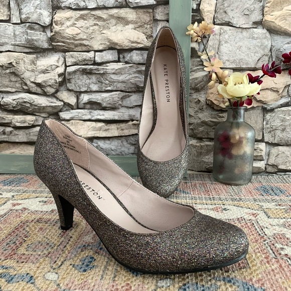 #12 Kate Preston Dorothy Sparkly Rainbow Glitter Kitten Heels Shoes Size 8 Box - Picture 1 of 7